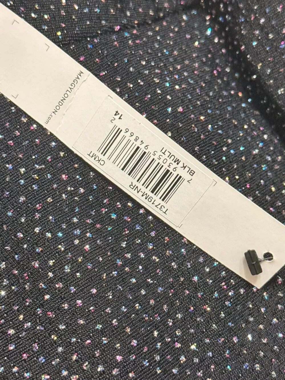 Maggy London Women's Aurora Glitter Sparkle Black Cocktail Dress sz 14 NWT